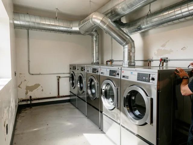 Rosemead Dryer Vent Cleaning team performing large-scale commercial dryer vent cleaning in Rosemead