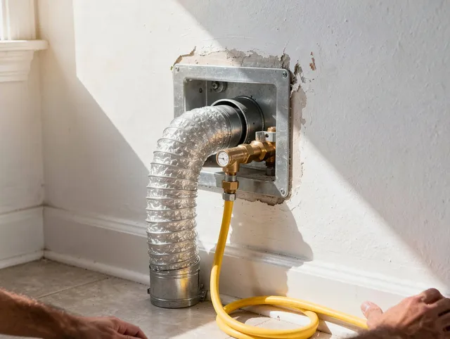 Rosemead Dryer Vent Cleaning certified technician performing specialized gas dryer vent cleaning in Rosemead
